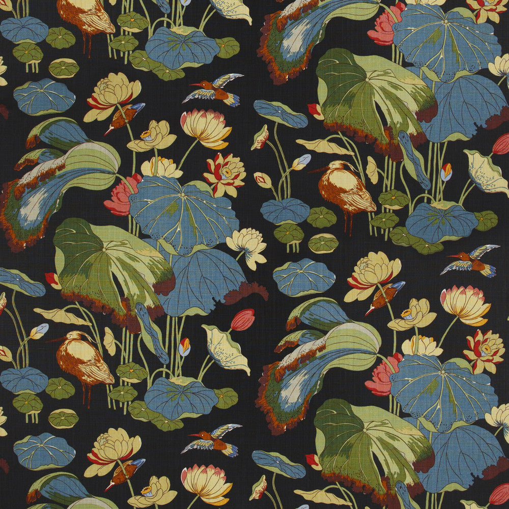 Nympheus - Linen Teal/Green by G P & J Baker Designer Fabric PERENNIA LINEN - 100% United Kingdom - Horizontal: 53.978 and Vertical: 34.278 53.978 - Swanky Fabrics -