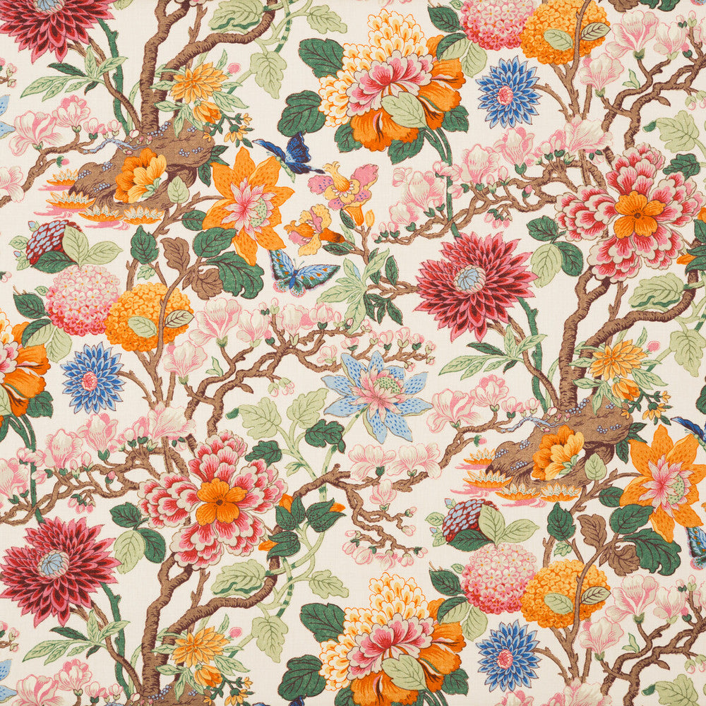 Magnolia Cream/Blue by G P & J Baker Designer Fabric BAKER ORIGINALS LINEN - 100% United Kingdom LIGHT Horizontal: - and Vertical: 36.248 53.978 - Swanky Fabrics -