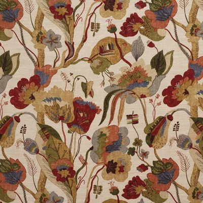 California Red/Cream by G P & J Baker Designer Fabric GATSBY LINEN - 100% United Kingdom LIGHT Horizontal: 26.989 and Vertical: 28.368 53.978 - Swanky Fabrics -