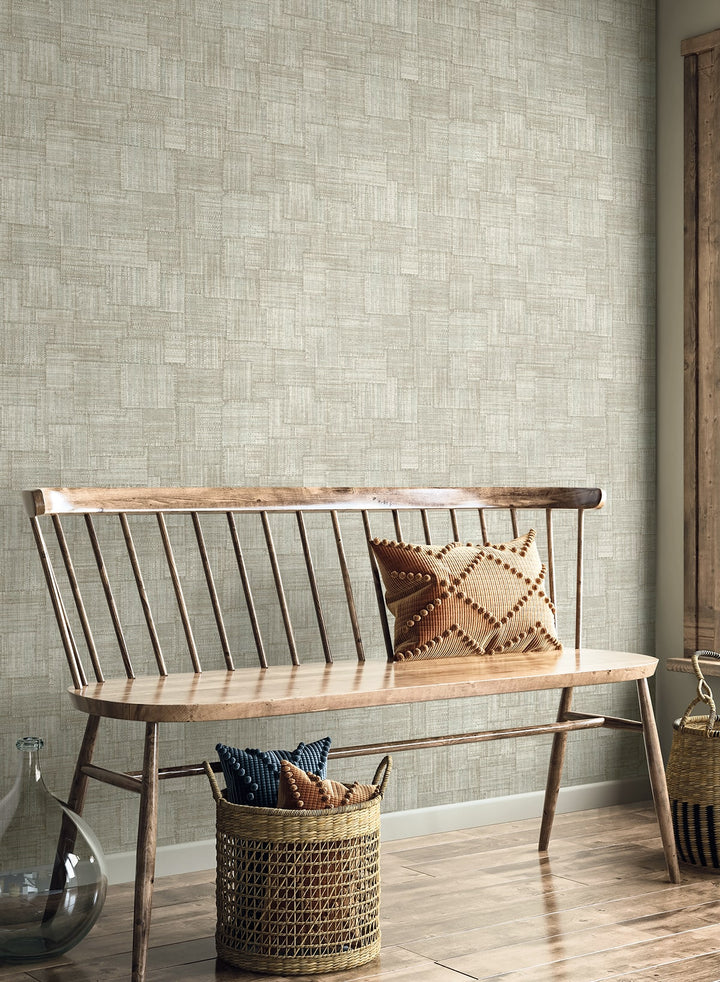 Woven Blocks Smoke RA41708 by Seabrook Designs Designer Wallpaper