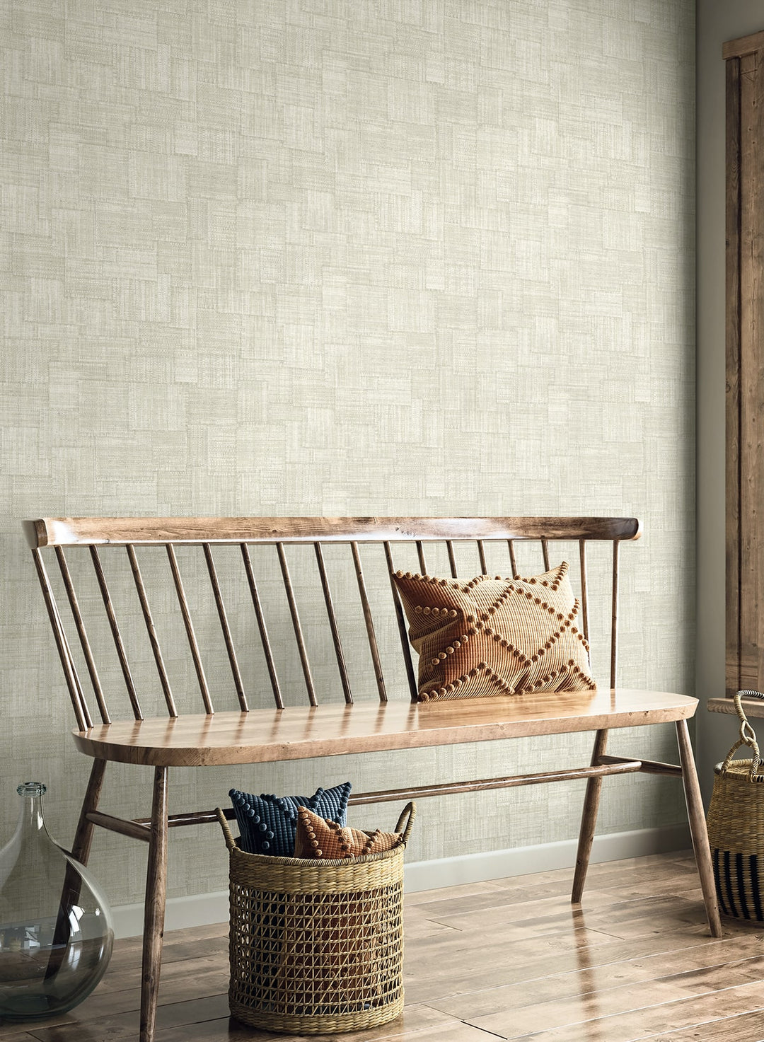 Woven Blocks Oyster RA41710 by Seabrook Designs Designer Wallpaper