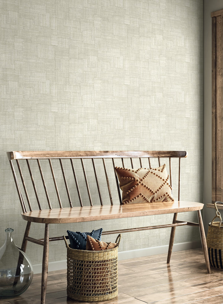 Woven Blocks Oyster RA41710 by Seabrook Designs Designer Wallpaper
