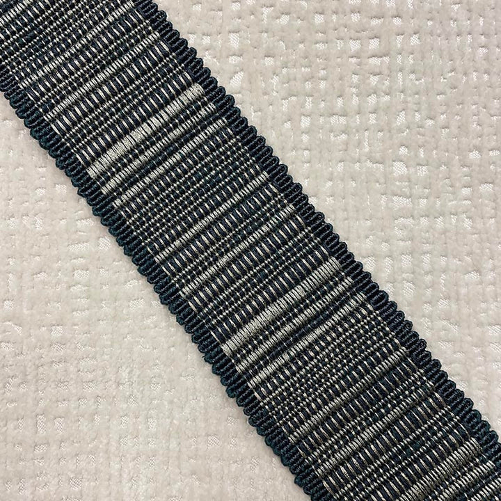 Reese Tape Marine by Magnolia Designer Trim - 64Cot/26Ray/5Lin/5Met China Horizontal: and Vertical: 2.5 - Swanky Fabrics -