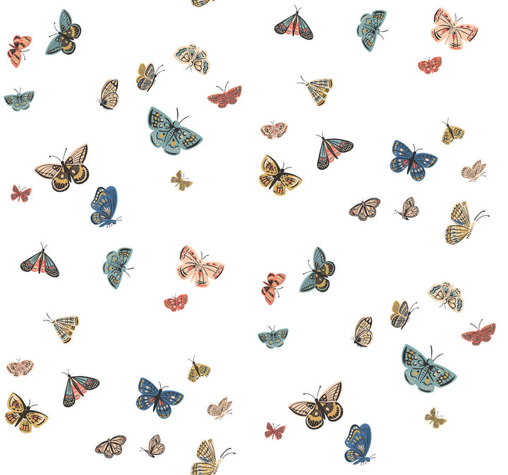 Butterfly House White Wallpaper by Rifle Paper Co. Designer Rifle Paper Co. 3rd Edition Covers about 60.8 square feet 27-in by 27-ft long roll Unpasted 25.25 - Swanky Fabrics -