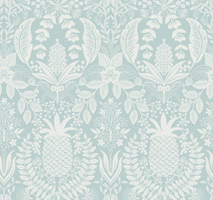 Pineapple Damask Light Blue Wallpaper by Rifle Paper Co. Designer