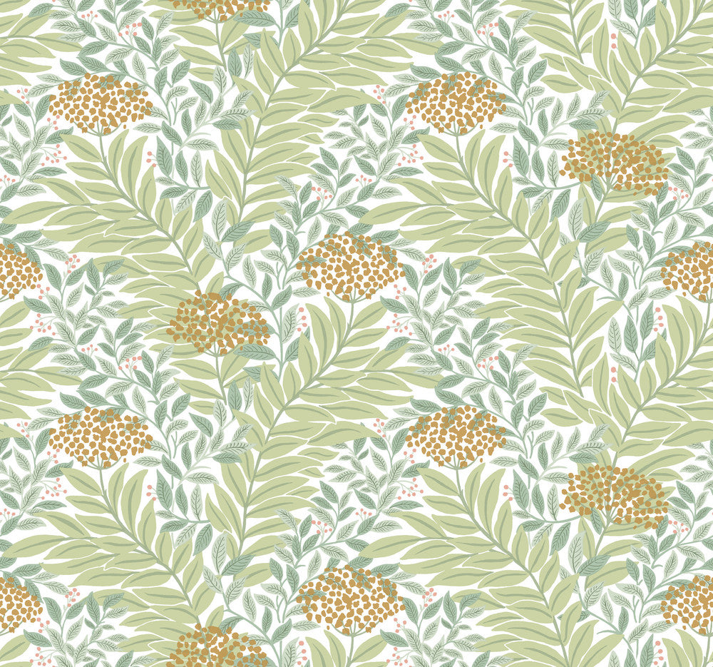 Highgrove White Wallpaper by Rifle Paper Co. Designer Rifle Paper Co. 3rd Edition Covers about 60.8 square feet 27-in by 27-ft long roll Unpasted 12.63 - Swanky Fabrics -