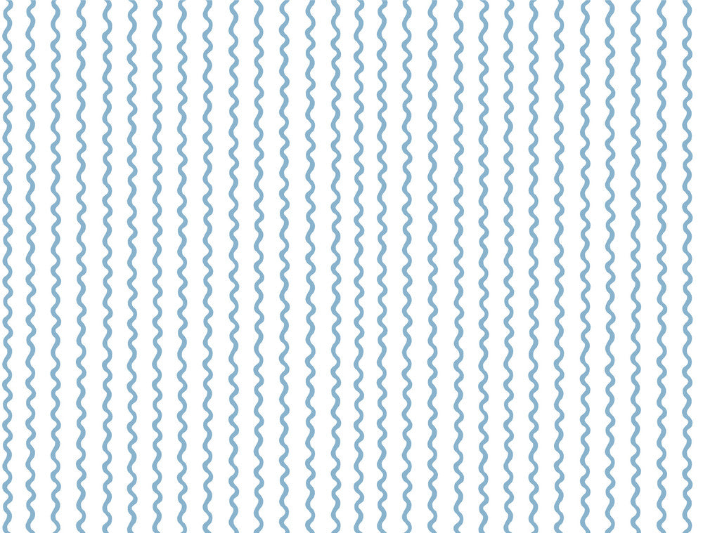 Rickrack Blue Wallpaper by Rifle Paper Co. Designer Rifle Paper Co. 3rd Edition Covers about 60.8 square feet 27-in by 27-ft long roll Unpasted 20.5 - Swanky Fabrics -