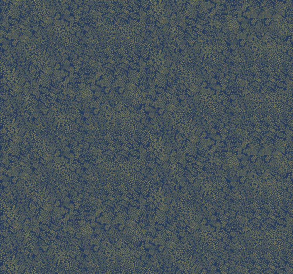 Champagne Dots Gold & Navy Wallpaper by Rifle Paper Co. Designer Rifle Paper Co. Covers about 60.8 square feet 27-in by 27-ft long roll Unpasted 25.25 - Swanky Fabrics -