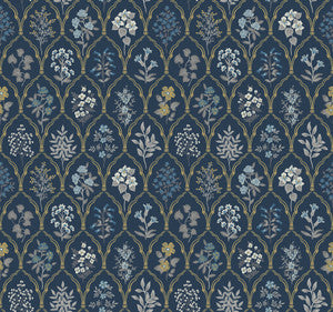 Hawthorne Navy & Gold Wallpaper by Rifle Paper Co. Designer