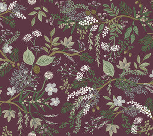 Juniper Forest Burgundy Wallpaper by Rifle Paper Co. Designer