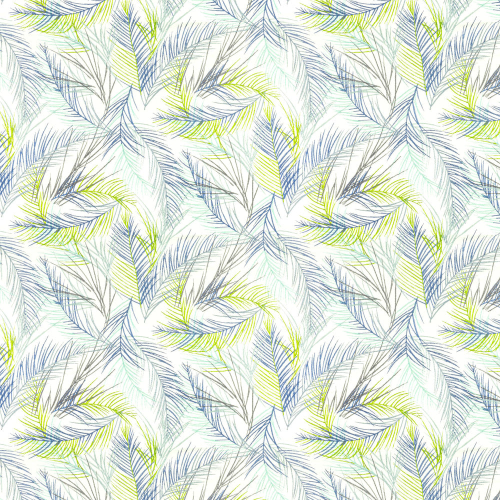 Rotola 3 Caribbean by Stout Designer Fabric COLOR MY WINDOW BREEZE/INK 72%POL 28%COT %BEMB INDIA FLAME RETARDANT-U.F.A.C. CLASS 1 Horizontal: 25.5 and Vertical: 19 51 in - Swanky Fabrics -