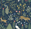 Menagerie Blue & Brown Wallpaper by Rifle Paper Co. Designer