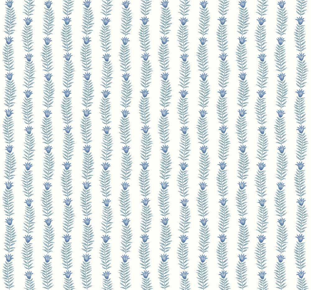 Eden White & Blue Wallpaper by Rifle Paper Co. Designer Rifle Paper Co. Second Edition Covers about 60.8 square feet 27-in by 27-ft long roll Unpasted 25.25 - Swanky Fabrics -