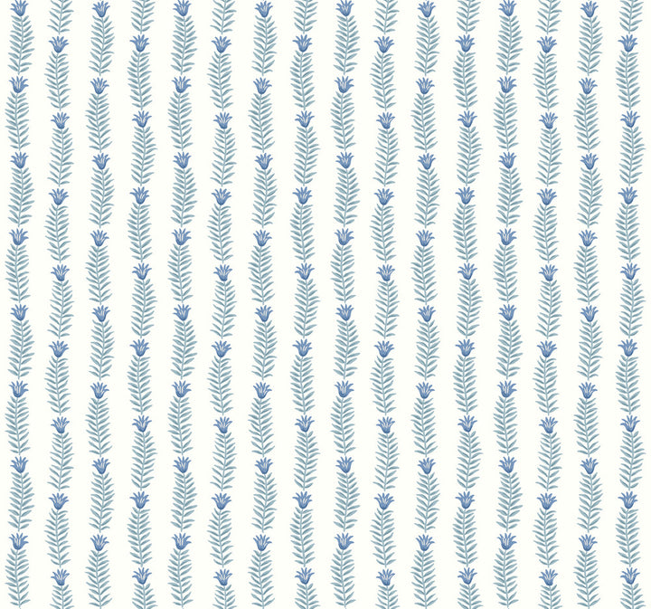 Eden White & Blue Wallpaper by Rifle Paper Co. Designer Rifle Paper Co. Second Edition Covers about 60.8 square feet 27-in by 27-ft long roll Unpasted 25.25 - Swanky Fabrics -