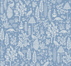 Menagerie Toile Light Blue Wallpaper by Rifle Paper Co. Designer