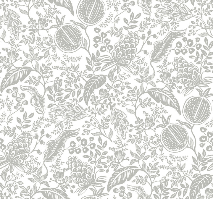 Pomegranate White & Black Wallpaper by Rifle Paper Co. Designer Rifle Paper Co. Second Edition Covers about 60.8 square feet 27-in by 27-ft long roll Unpasted 25.25 - Swanky Fabrics -