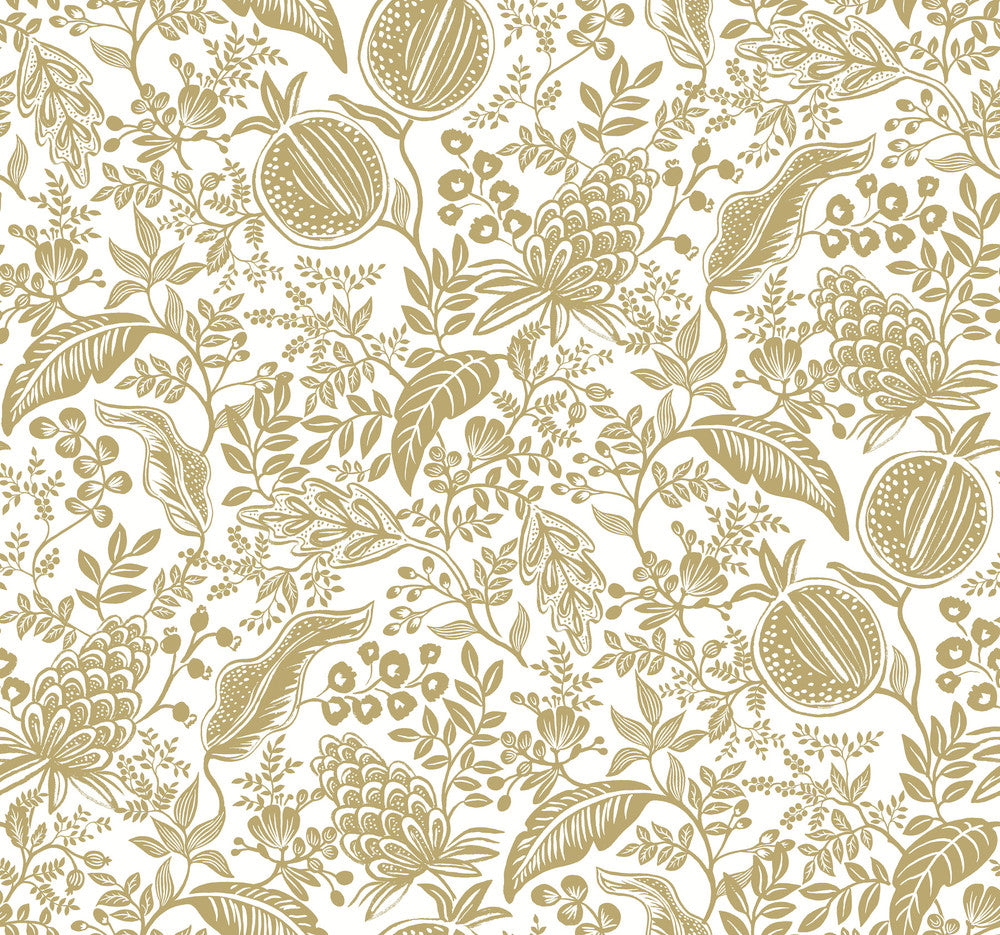 Pomegranate White Wallpaper by Rifle Paper Co. Designer Rifle Paper Co. Second Edition Covers about 60.8 square feet 27-in by 27-ft long roll Unpasted 25.25 - Swanky Fabrics -