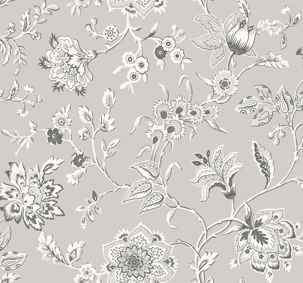 Sutton Grey Wallpaper by York Wallcoverings Designer Toile Resource Library Covers about 60.8 square feet 27-in by 27-ft long roll Unpasted 25.25 - Swanky Fabrics -
