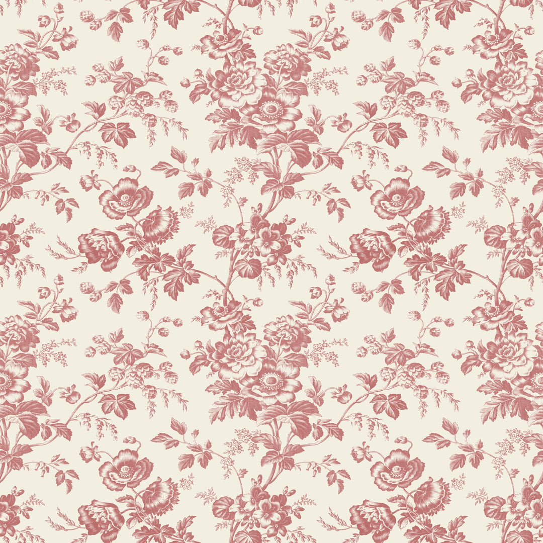Anemone Toile French Red Wallpaper by York Wallcoverings Designer