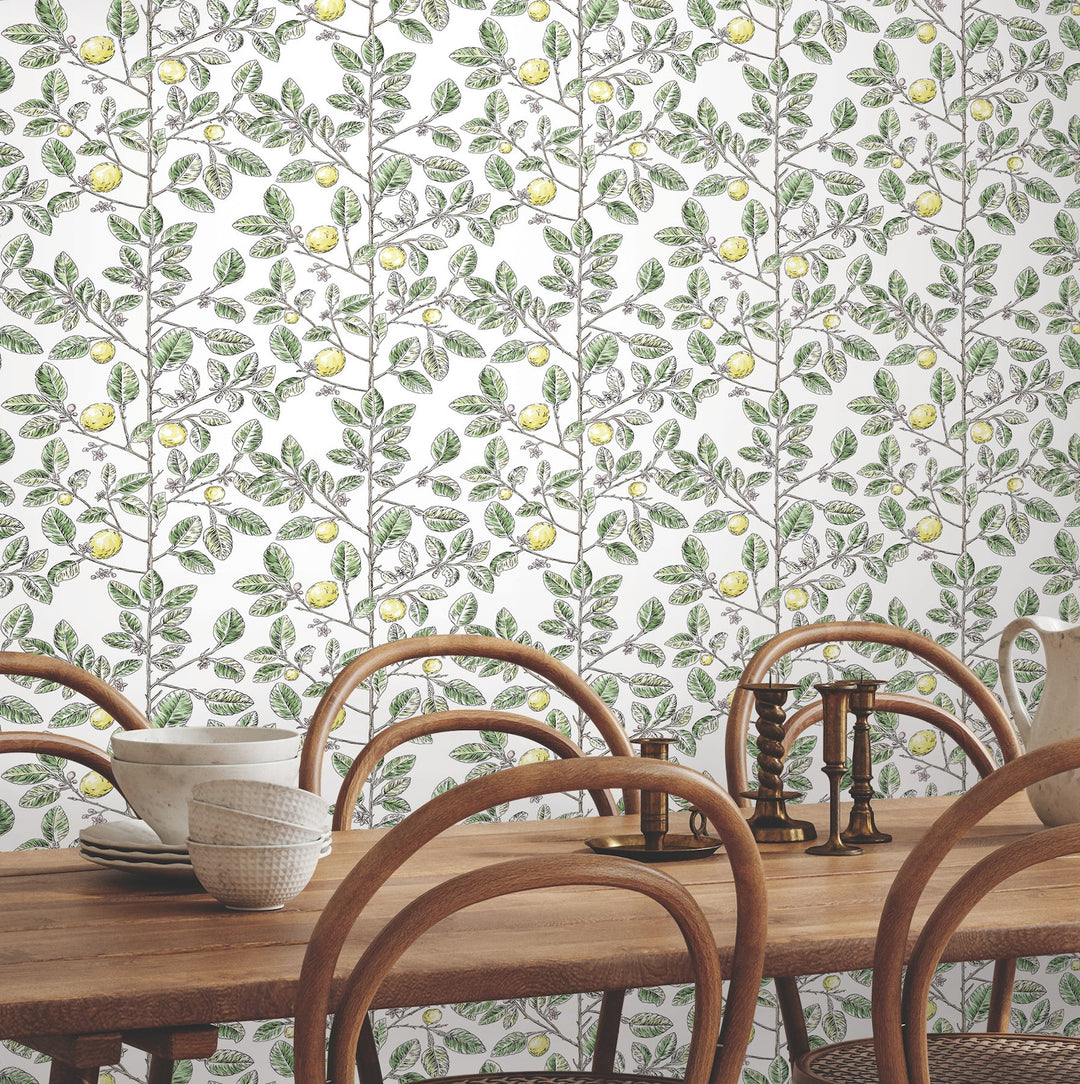 Limoncello Toile Green Wallpaper by York Wallcoverings Designer