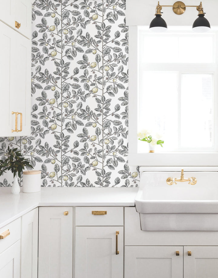 Limoncello Toile Black Wallpaper by York Wallcoverings Designer