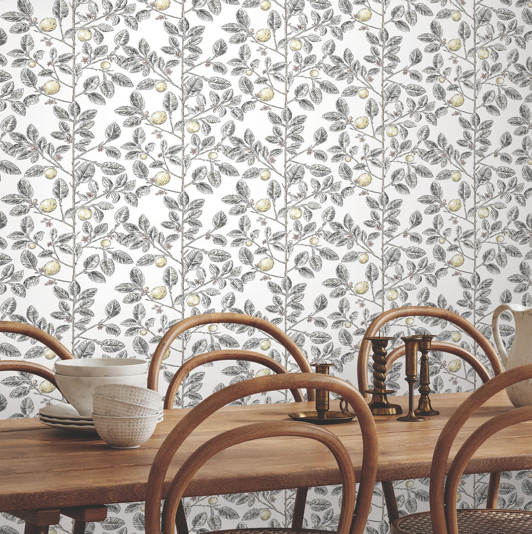 Limoncello Toile Black Wallpaper by York Wallcoverings Designer