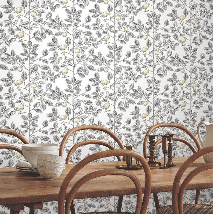 Limoncello Toile Black Wallpaper by York Wallcoverings Designer