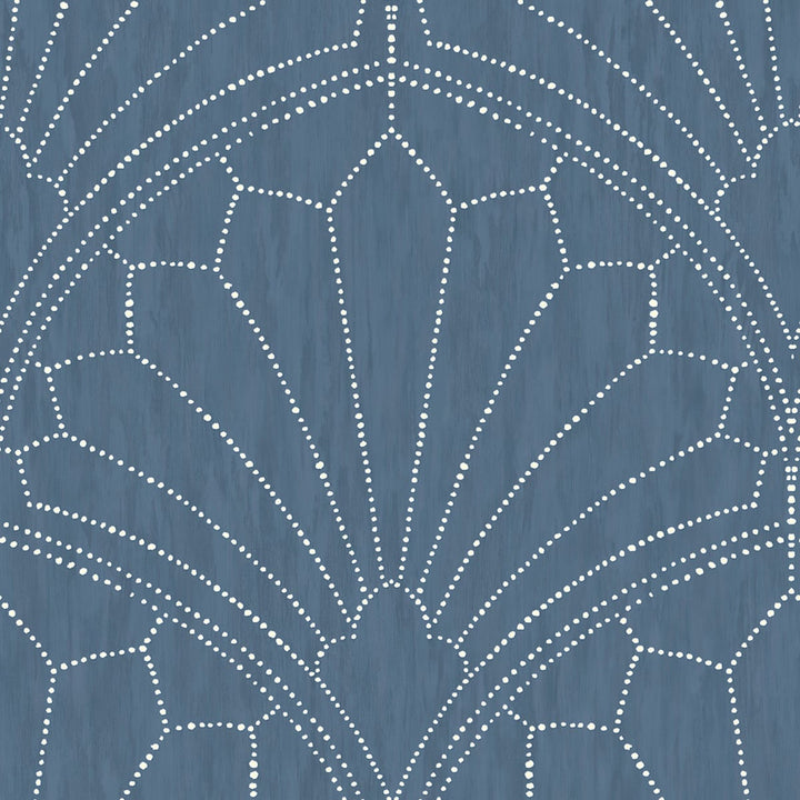 Scallop Medallion Steel Blue and Ivory RY31502 by Seabrook Designs Designer Wallpaper