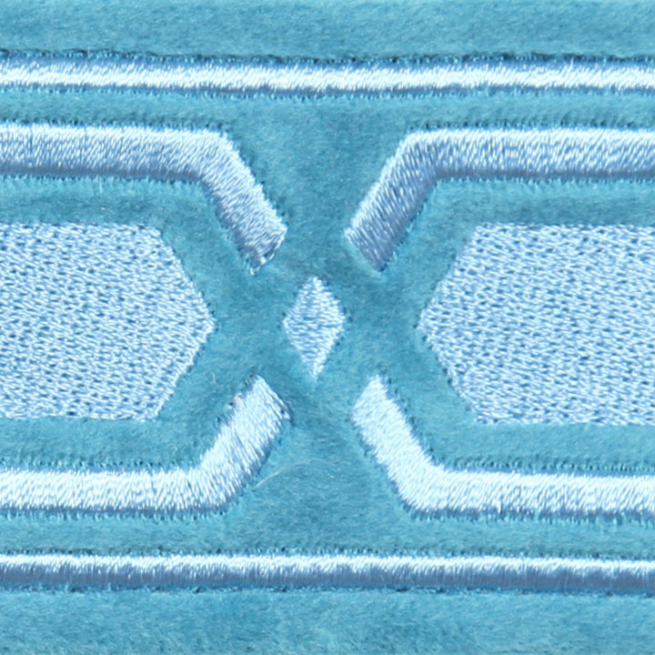Roman Key Aqua by Europatex Designer Fabric Roman Key 100 % Polyester 2.00" 2.00 inches - Swanky Fabrics -