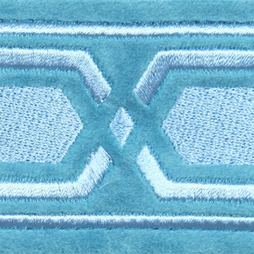 Roman Key Aqua by Europatex Designer Fabric Roman Key  China See Sample Horizontal: N/A and Vertical: N/A 2.00 inches  - Swanky Fabrics -