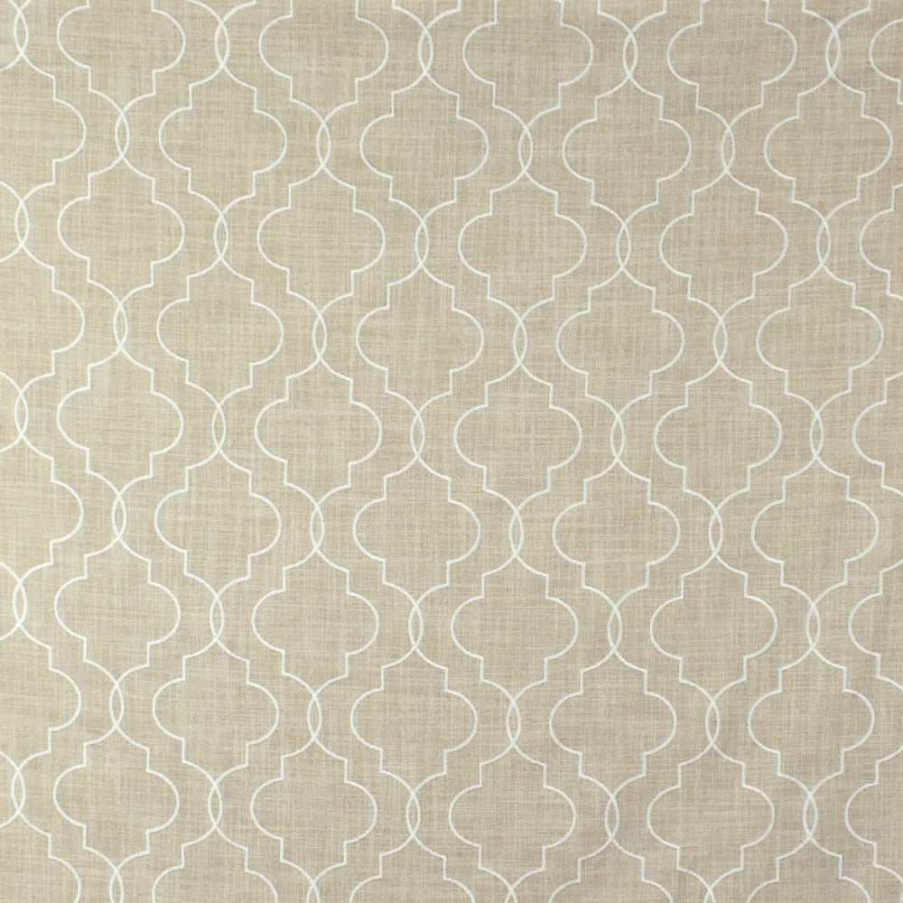 S2654 Oyster by Greenhouse Designer Fabric S34: Statement Embroideries 100% Polyester With 100% Viscose Embroidery India 9,000 double rubs </p><p>Repeat: 6.5" H, 6.5" V 52" - Swanky Fabrics -