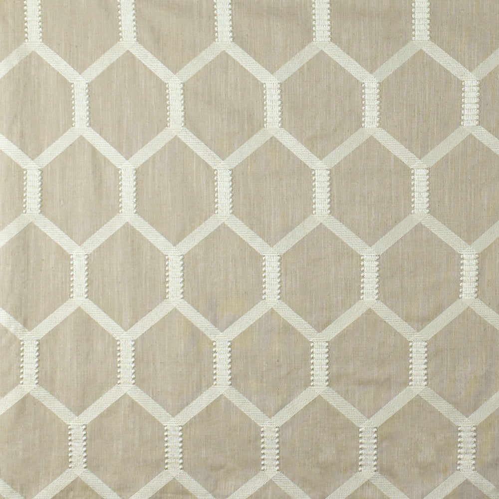 S2657 Oyster by Greenhouse Designer Fabric 70% Viscose, 30% Linen With 100% Viscose Embroidery India 9,000 double rubs </p><p>Repeat: 5.43" H, 9.21" V 52" - Swanky Fabrics -