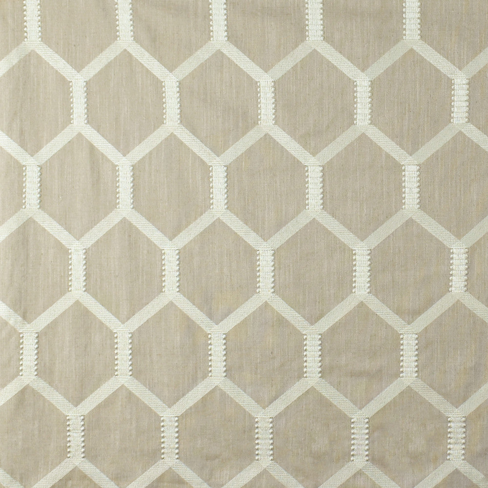 S2657 Oyster by Greenhouse Designer Fabric 70% Viscose, 30% Linen With 100% Viscose Embroidery INDIA 9,000 </p><p>Repeat: 5.43" H, 9.21" V 52" - Swanky Fabrics -