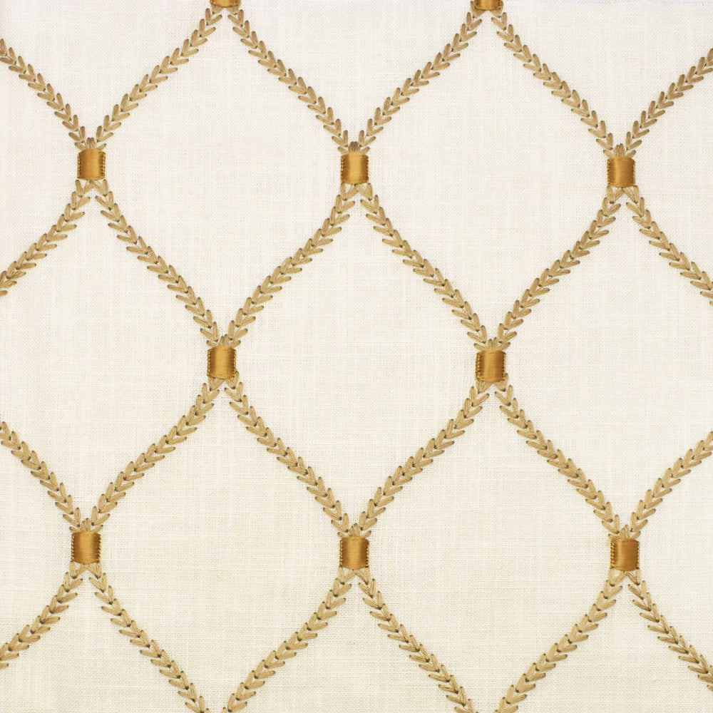 S2677 Gilded by Greenhouse Designer Fabric 70% Rayon, 30% Linen W/ 100% Rayon Embroidery India 9,000 double rubs </p><p>Repeat: 4.25" H, 6.25" V 52" - Swanky Fabrics -