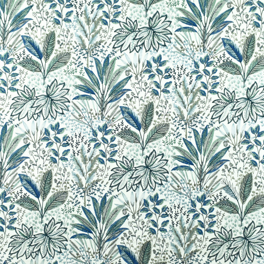 S2678 Lagoon by Greenhouse Designer Fabric S34: Statement Embroideries 73% Polyester, 27% Cotton W/ 100% Viscose Embroidery India 9,000 double rubs </p><p>Repeat: 13" H, 18" V 52" - Swanky Fabrics -