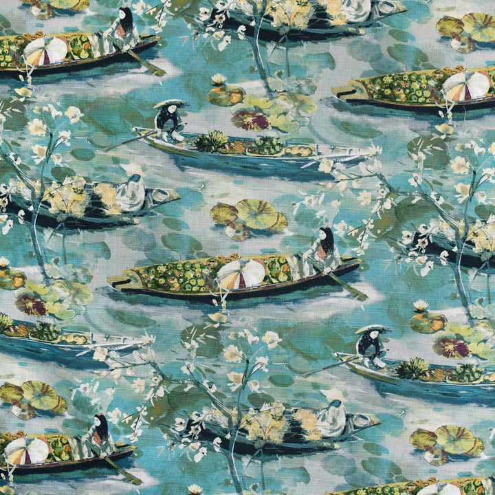 S3615 Lagoon by Greenhouse Designer Fabric 95% Polyester, 5% Linen China 53,000 double rubs </p><p>Repeat: 28" H, 27" V 58" - Swanky Fabrics -