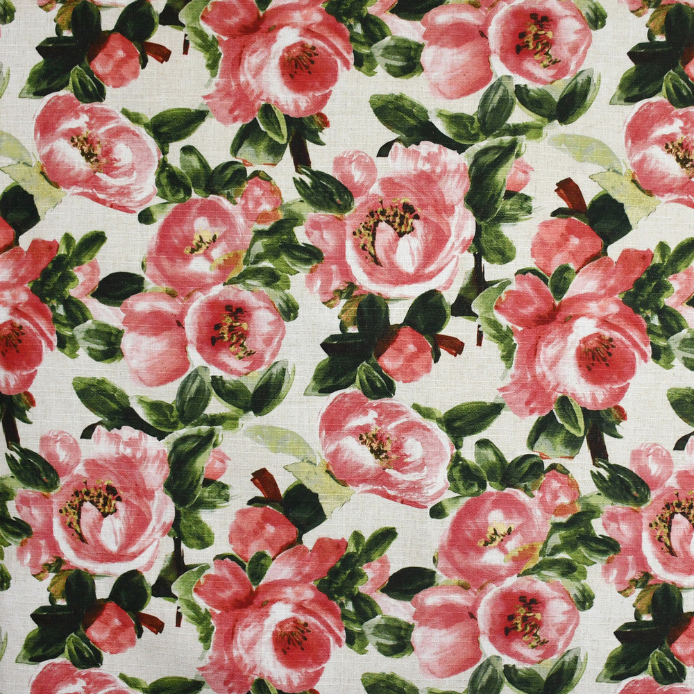 S3645 Rose by Greenhouse Designer Fabric 95% Polyester, 5% Linen China 53,000 double rubs </p><p>Repeat: 27" H, 26" V 58" - Swanky Fabrics -