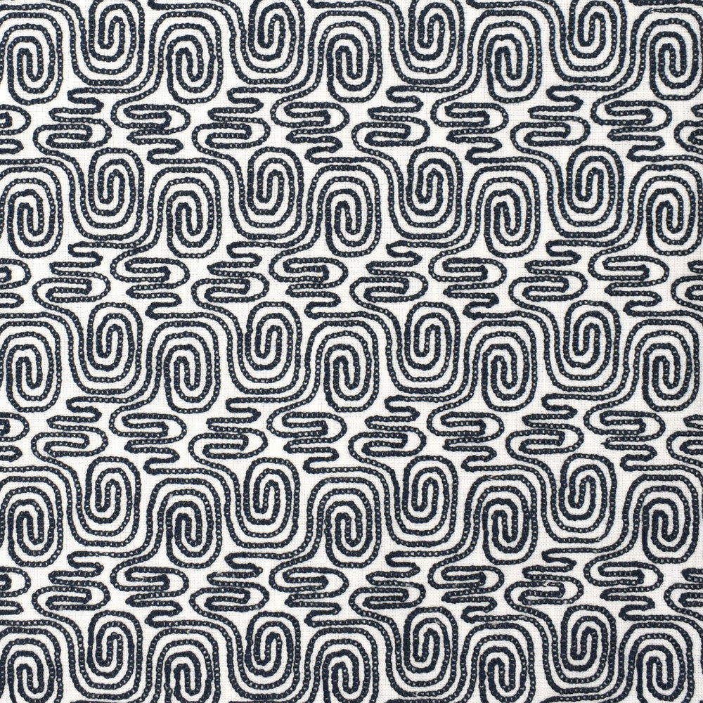S4030 Navy by Greenhouse Designer Fabric 73% Cotton, 27% Polyester With 100% Cotton Embroidery India DRAPERY double rubs </p><p>Repeat: 6" H, 6" V 56" - Swanky Fabrics -
