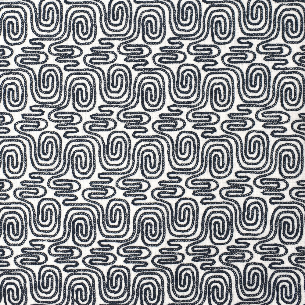 S4030 Navy by Greenhouse Designer Fabric 73% Cotton, 27% Polyester With 100% Cotton Embroidery India DRAPERY </p><p>Repeat: 6" H, 6" V 56" - Swanky Fabrics -