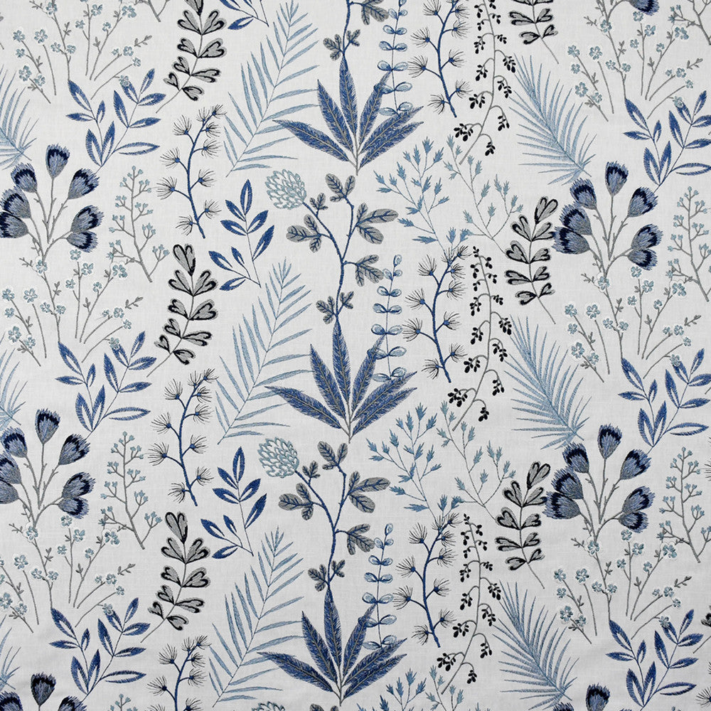 S4837 Blue Jay by Greenhouse Designer Fabric S69: Rain 58% Cotton, 42% Polyester W/ 100% Rayon Embroidery India 3,000 double rubs </p><p>Repeat: 26" H, 12.75" V 54" - Swanky Fabrics -