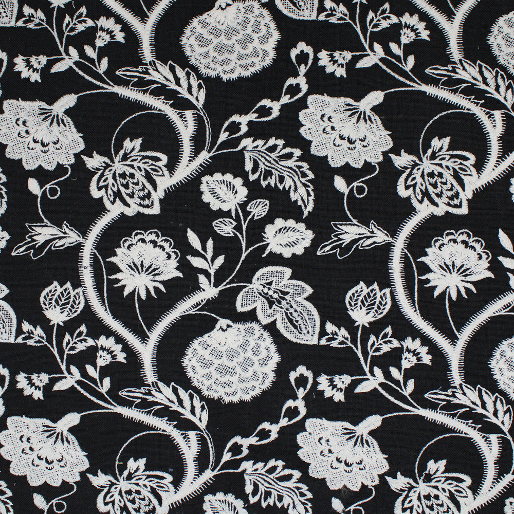 S5058 Black by Greenhouse Designer Fabric S73: Onyx 70% Polyester, 30% Cotton India Drapery double rubs </p><p>Repeat: 8.5" H, 9.45" V 54" - Swanky Fabrics -