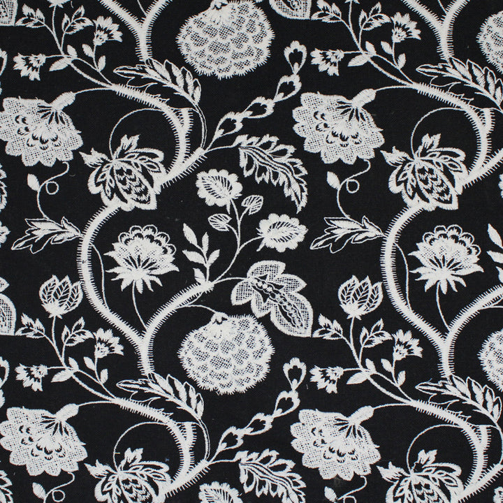 S5058 Black by Greenhouse Designer Fabric 70% Polyester, 30% Cotton India Drapery </p><p>Repeat: 8.5" H, 9.45" V 54" - Swanky Fabrics -