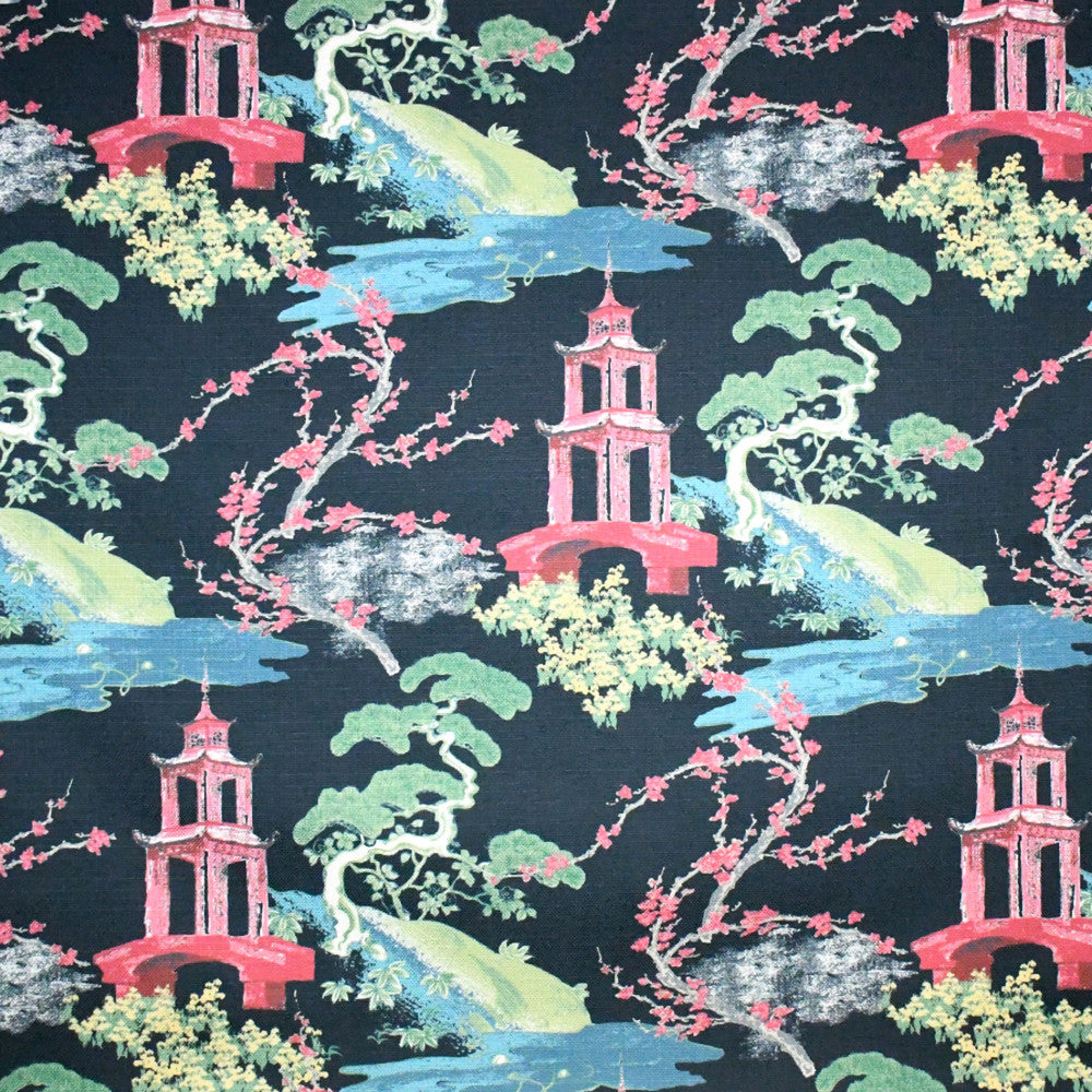 S5270 Black by Greenhouse Designer Fabric 100% Polyester China 40,000 </p><p>Repeat: 27" H, 27" V 56" - Swanky Fabrics -