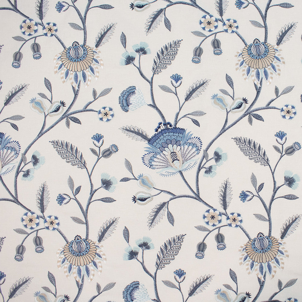 S5819 Dream Blue by Greenhouse Designer Fabric 52% Recycled Polyester, 48% Cotton With 100% Viscose Embroidery India 9,000 </p><p>Repeat: 17" H, 18.5" V 51" - Swanky Fabrics -