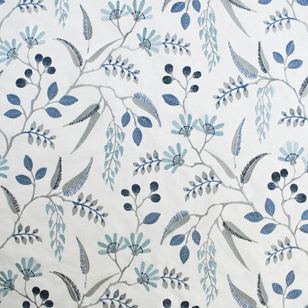 S6038 Nordic Blue by Greenhouse Designer Fabric 52% Cotton, 48% Polyester With 100% Rayon Embroidery India 6,000 </p><p>Repeat: 25.25" H, 18.375" V 54" - Swanky Fabrics -