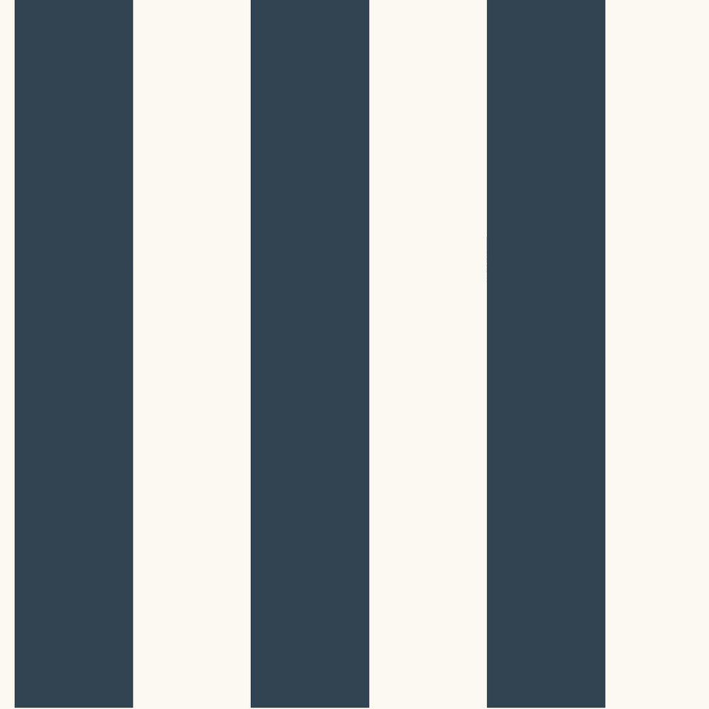 Awning Stripe Navy Wallpaper by York Wallcoverings Designer Water's Edge Resource Library Covers about 56.4 square feet 20.5-in by 33-ft long roll Prepasted 0 - Swanky Fabrics -
