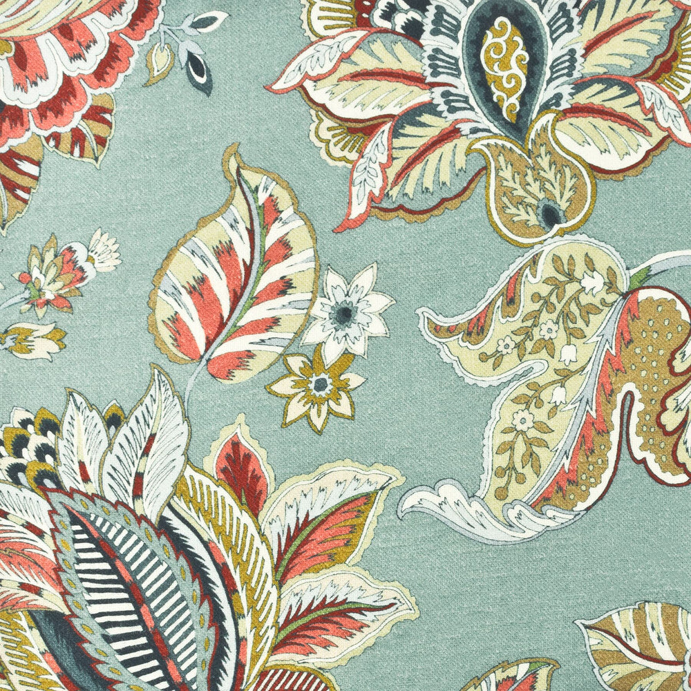 Samantha 4 Aqua by Stout Designer Fabric COMFORTABLE LIVING MINERAL/TEAL 100%COT SPAIN CATB 117-2013 WYZENBEEK 30 000 DOUBLE RUB WEAR TEST (HEAVY DUTY) </p><p>Repeat: 13.5 54 in - Swanky Fabrics -
