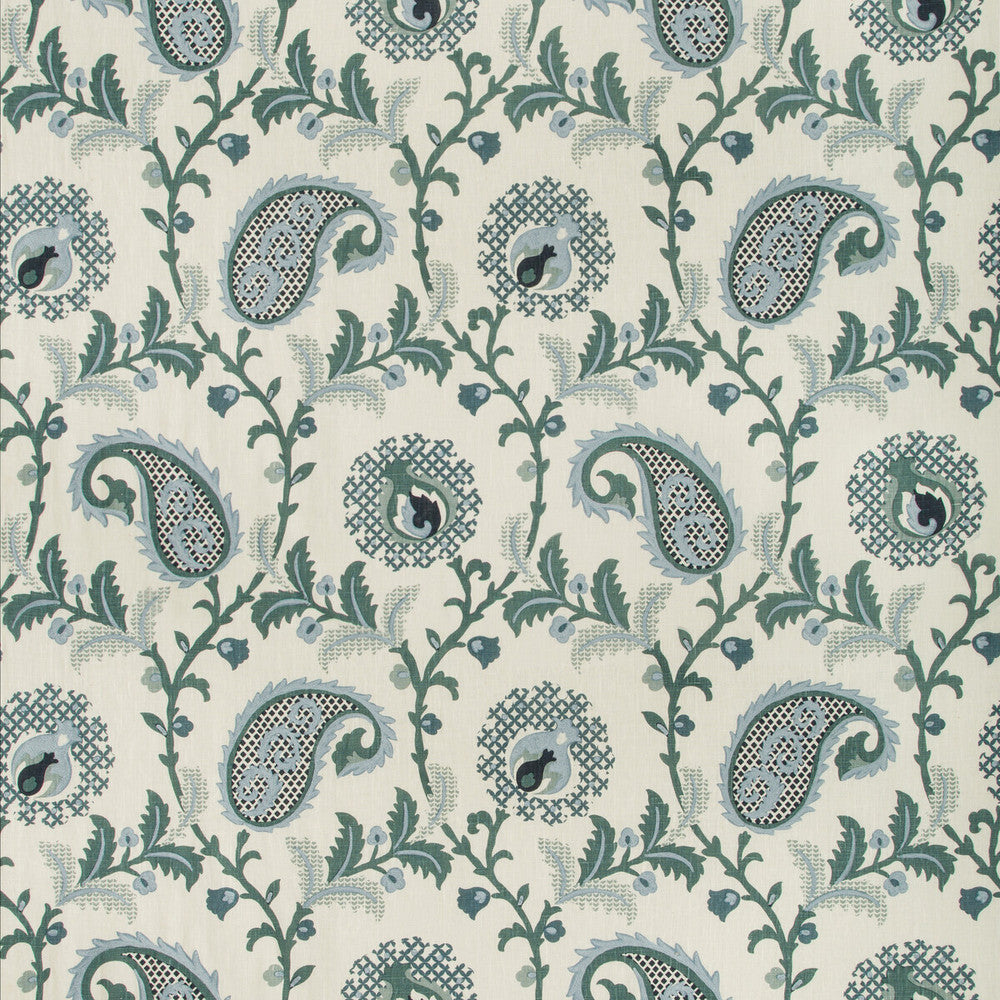 Saudade Paisley Bay by Kravet Design Designer Fabric BARCLAY BUTERA SAGAMORE LINEN - 92%;SPUN POLYESTER - 8% India - Horizontal: 26.75 and Vertical: 25.5 54 - Swanky Fabrics -