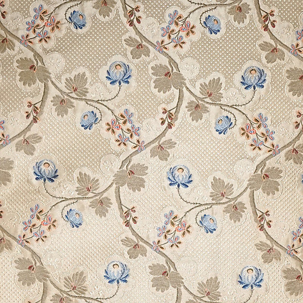 Trottola/Blue Cream by Old World Weavers Fabric Old World Weavers Fabric Trottola/Blue CreamFabric CLASSICS 68% SILK 17% COTTON 15% POLYESTER ITALY </p><p>Repeat: H: 10", V: 7" 55" - Fabric Carolina -