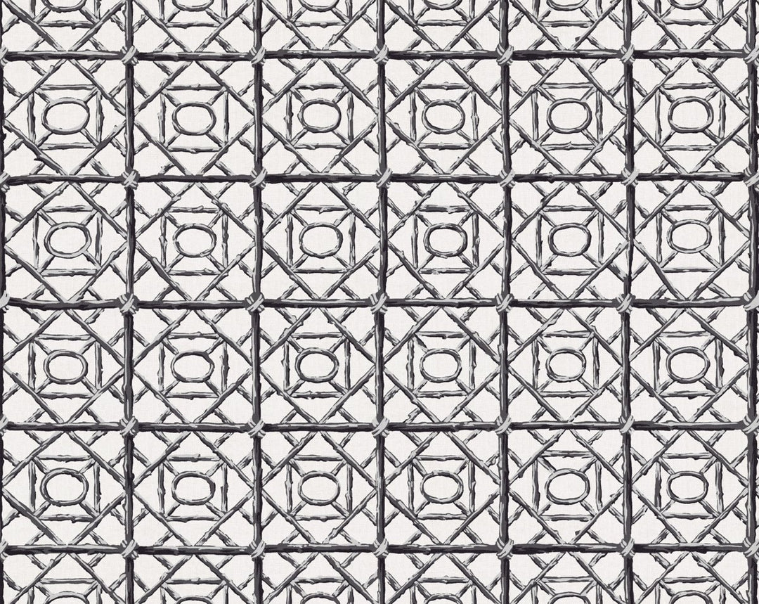 Ormond Fret Print Charcoal SC166710007 by Scalamandre Designer Fabric